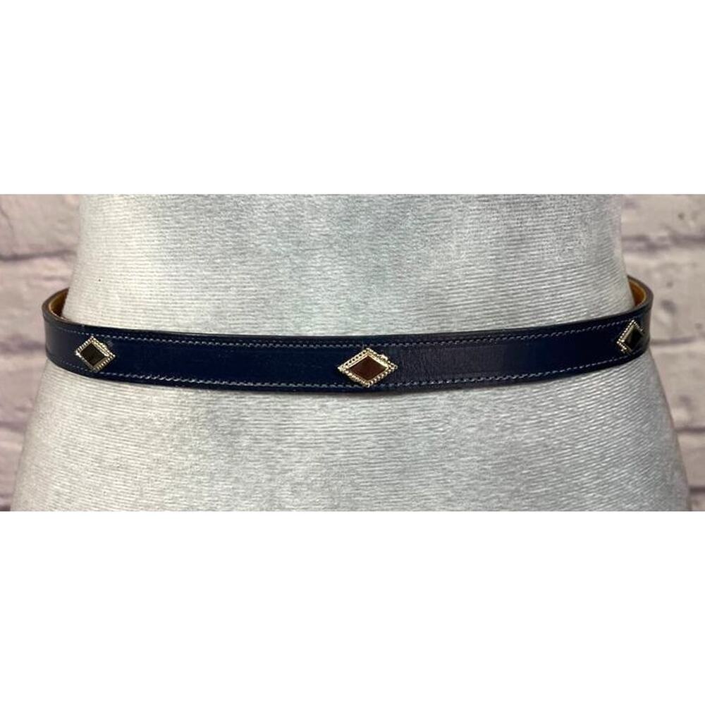 Vintage DunDee Retro Western Blue Leather Belt with Diamond Conchos